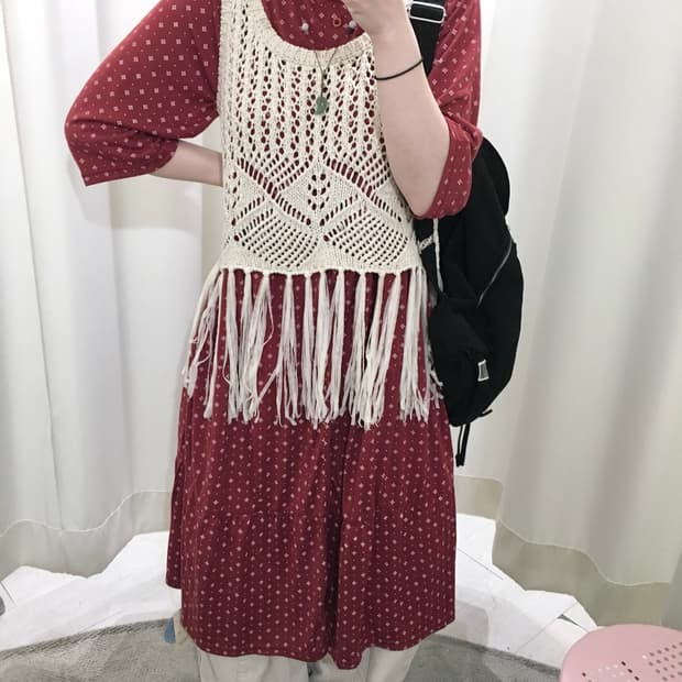 Long Fringe Knit Vest
