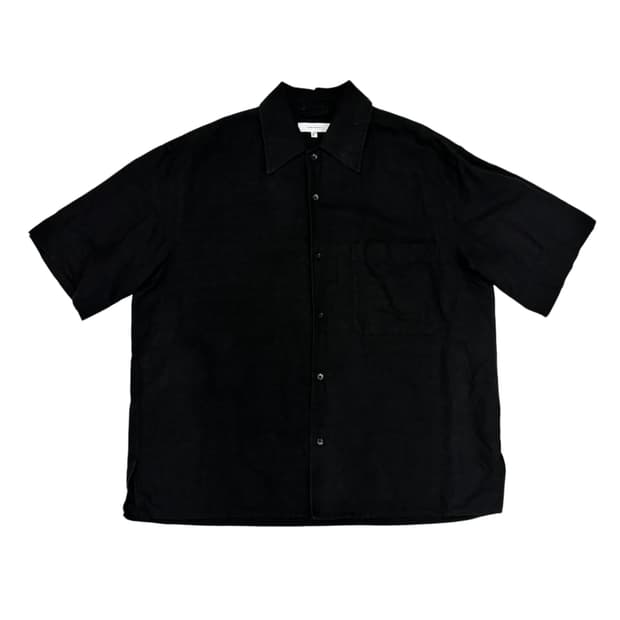 토니웩 블랙 린넨 야자수 반팔 셔츠