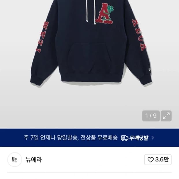 뉴에라 에이카화이트 심볼 후드티 네이비