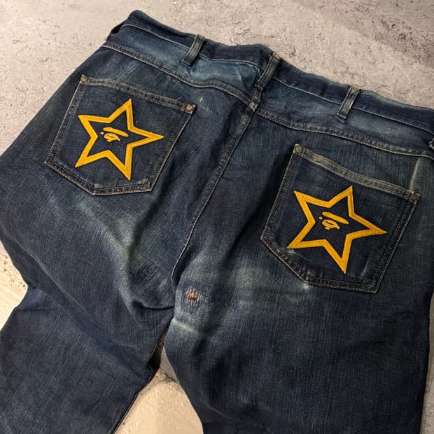 00s 베이프 스타 커스텀 워시드 데님팬츠 