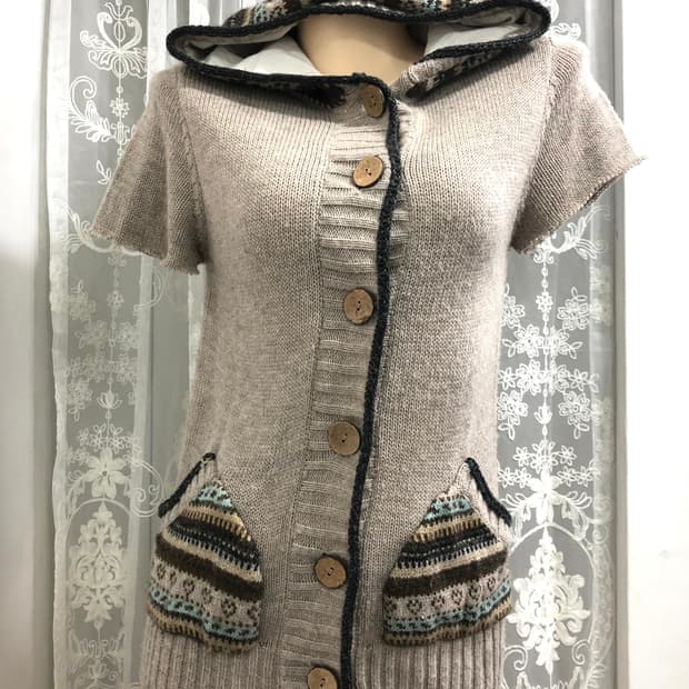 nordic pattern hooded cardigan