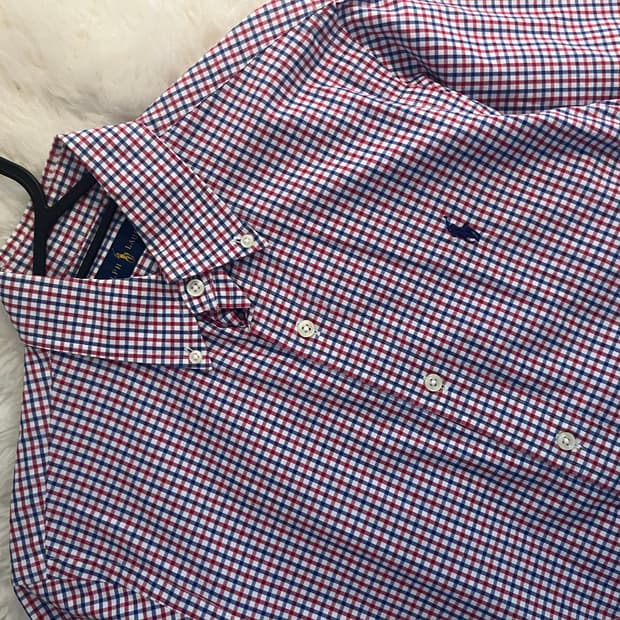 폴로 반팔 체크 셔츠