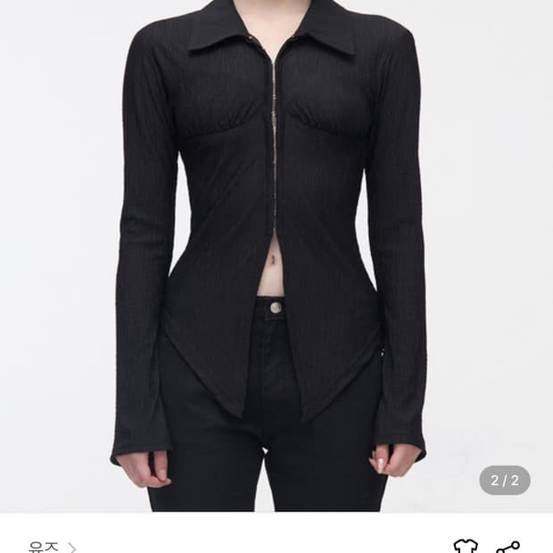 유즈 플리츠 슬림 훅 클로징 셔츠(블랙)