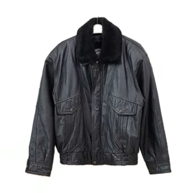 [빈티지] 블랙 가죽 레더 자켓 (퍼 탈부착)