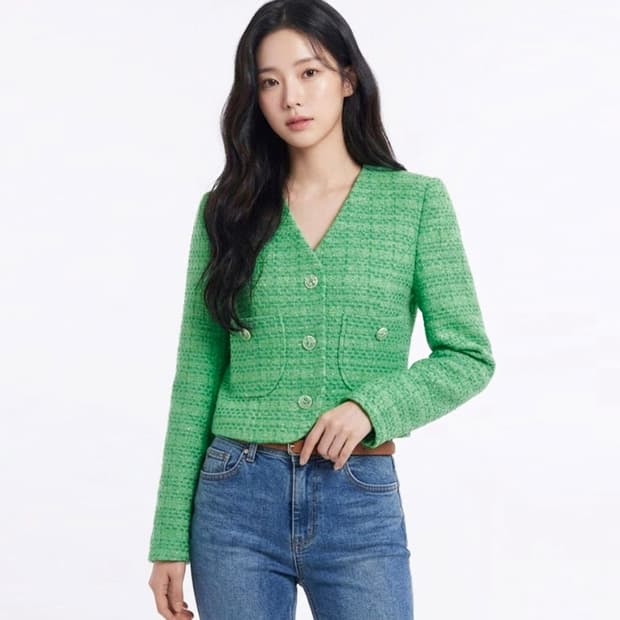 에고이스트(EGOIST) 노카라 싱글버튼 트위드자켓 55 새상품