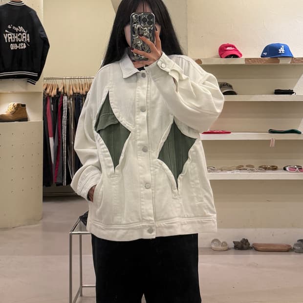 빈티지 스타일 화이트 데님 자켓 U1497