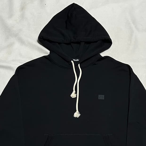 L 아크네 스튜디오 페이스 로고 블랙 후드티