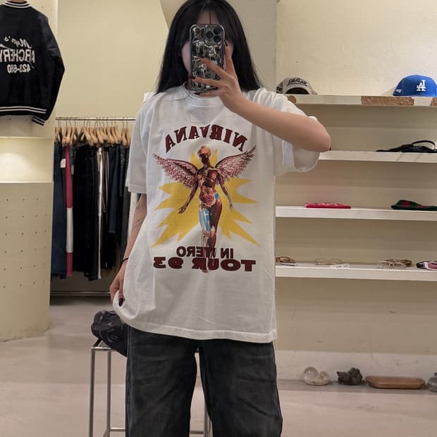 빈티지 너바나 밴드 1993 월드투어 반팔 티셔츠 U1705