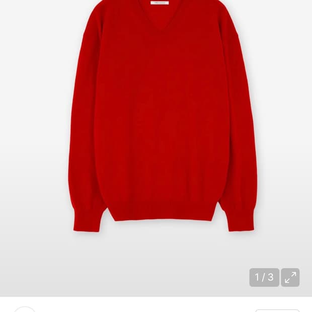 (구매) 브라운야드 엑스트라 슈퍼 파인 브이넥 니트, 레드 4사이즈