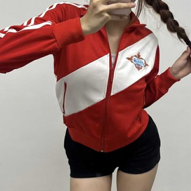 Vondutch 본더치 세미크롭 흰빨 걸즈 트랙탑 희귀져지