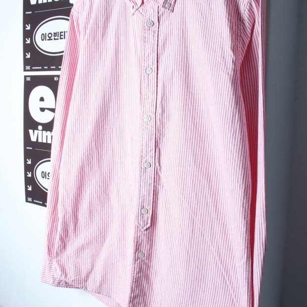 (XL) 킨록 셔츠 남방 옥스포드 스트라이프 레드 아메카지-H33279