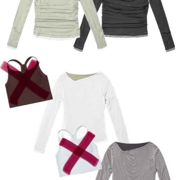 파르티멘토 우먼 더블 페이스드 핀턱 드레이프 탑 라이트카키 & 차콜 M