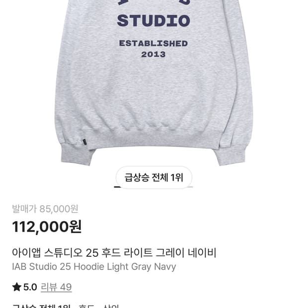 아이앱 25 후드 라이트 그레이 xl