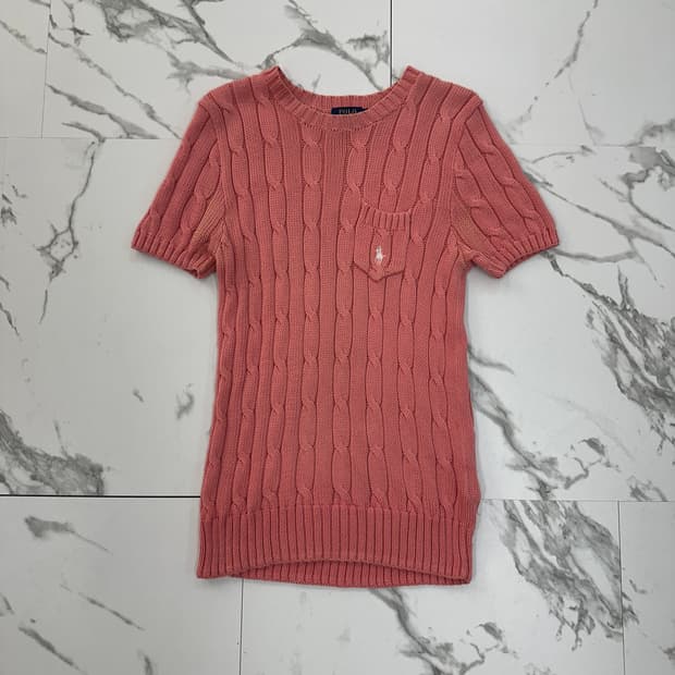 폴로 랄프로렌 피마코튼 반팔 케이블 니트