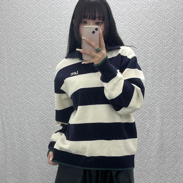 LEE 리 빈티지 키치 스트라이프 카라 니트 S C09821