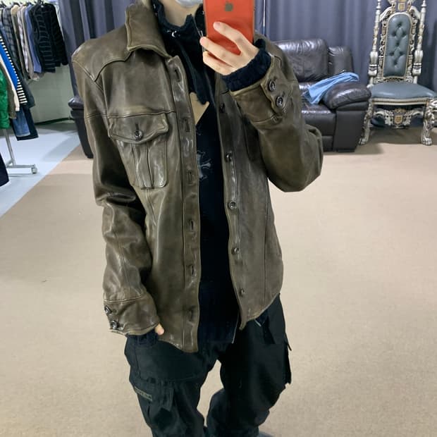 Pineal Jet Leather 브라운 양가죽 리얼레더 자켓 XL