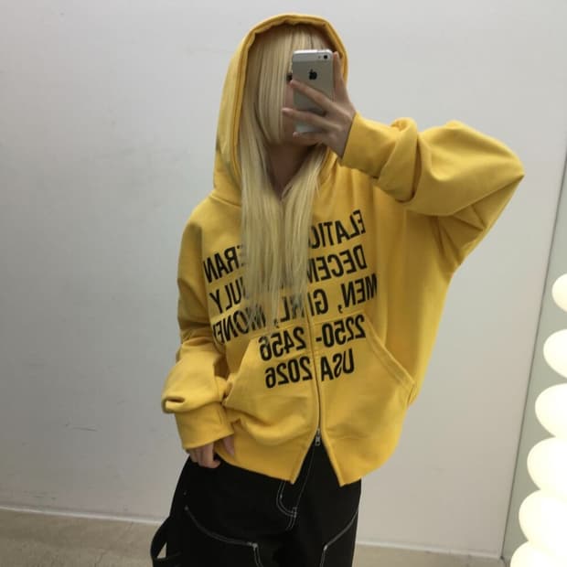 레터링 후드집업