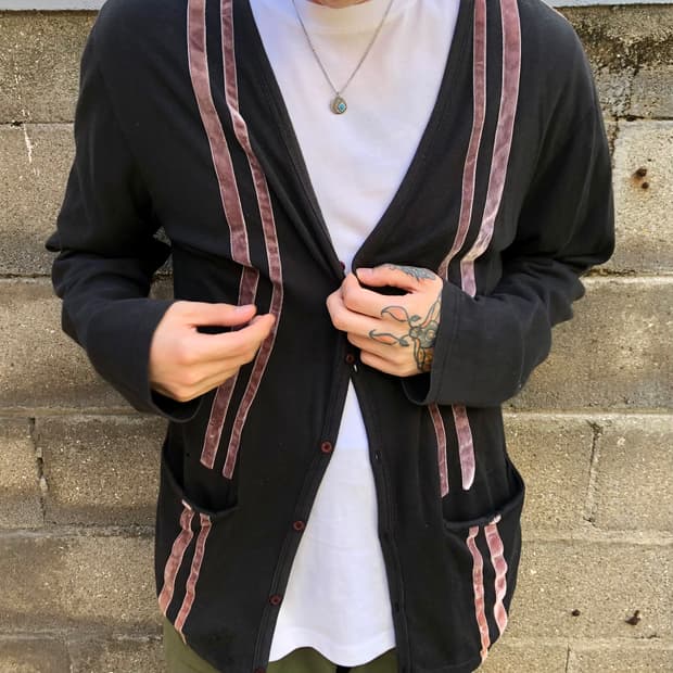 Beams velvet striped cardigan