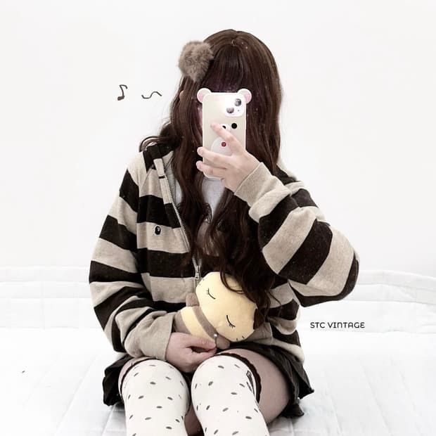 베이프 초코쿠키 스트라이프 후드집업 stc빈티지
