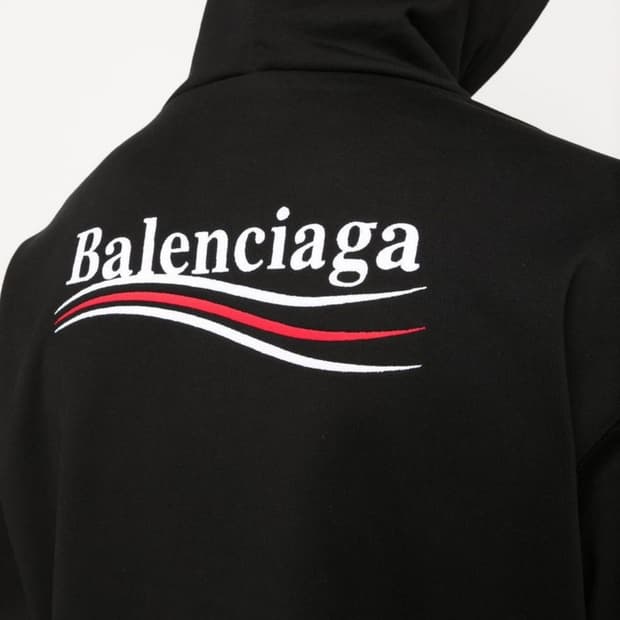 발렌시아가 웨이브 로고 후드티