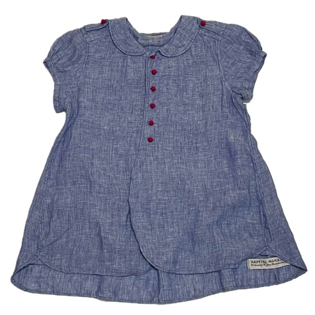kapital red button blue linen blouse