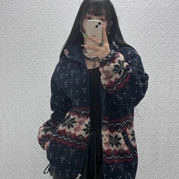 리 노르딕 스노우 플레이크 양털 후리스 자켓 100 C09452