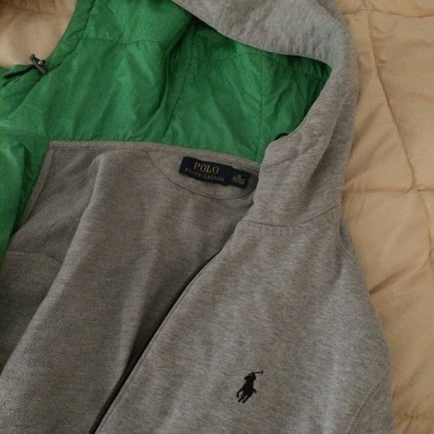 폴로 그레이 후드집업