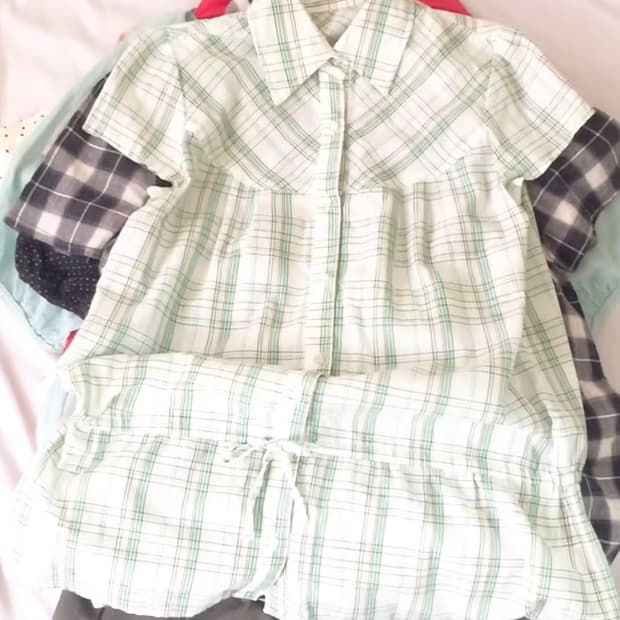 마루빈티지 청사과체크블라우스 카메빈티지모리노가토카모메산장카라하나모리걸