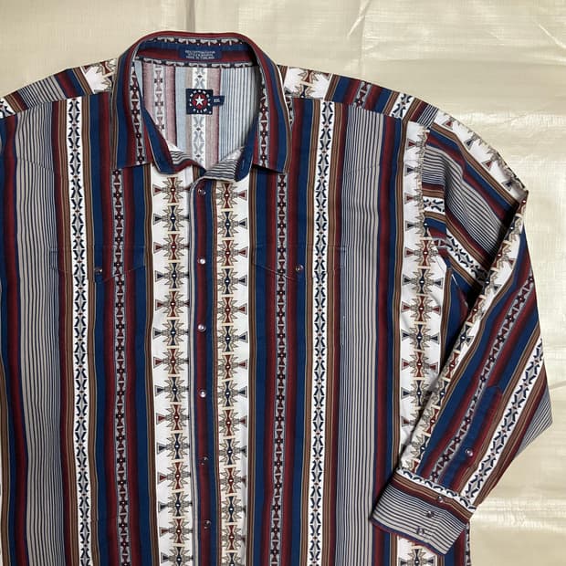 빈티지 팬핸들 웨스턴 패턴셔츠