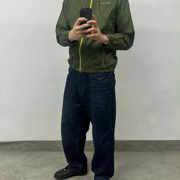 [L] 몽벨 올리브 그린 나일론 윈드브레이커 자켓