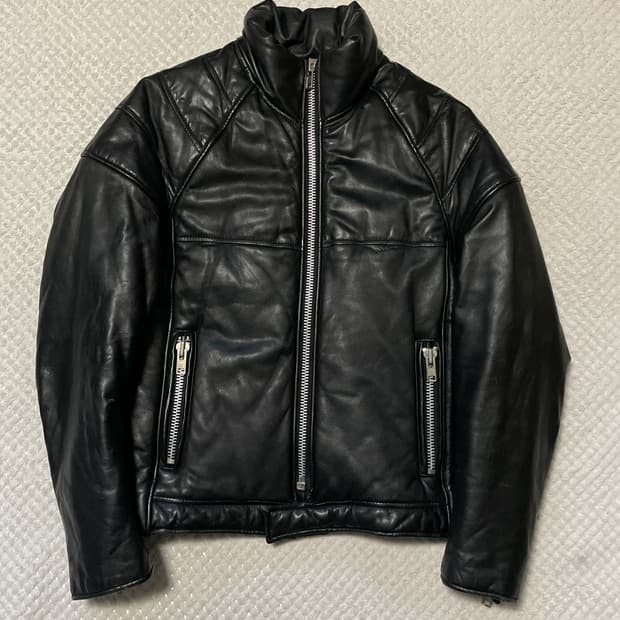 광희시장 웨스턴 무드 램스킨 양가죽 바이커 패딩 레더 자켓