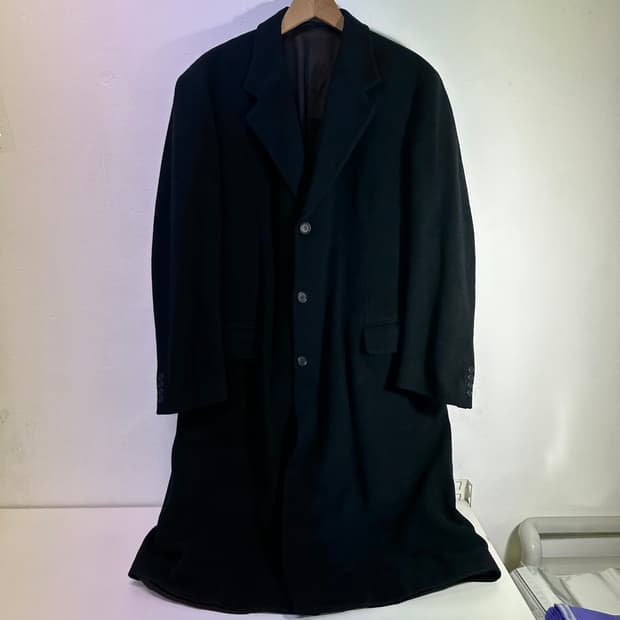 XL 런던포그 블랙 루즈핏 울100% 롱코트