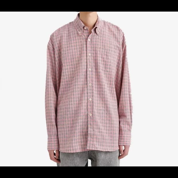 아워레가시 버로우드 BD 체크 셔츠 핑크 48