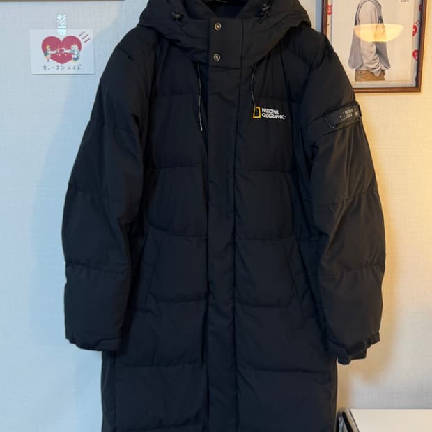 내셔널지오그래픽 덕다운 롱 패딩 블랙