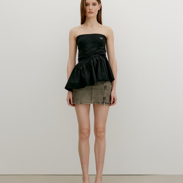 (새상품) yuse 유즈 노티드 벌룬 튜브탑 (m) (블랙)