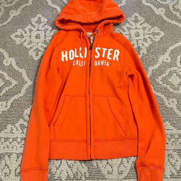 홀리스터 스펠로고 오렌지 후드집업 