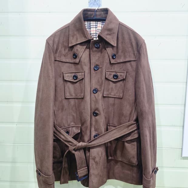 스웨이드 벨티드 자켓 브라운