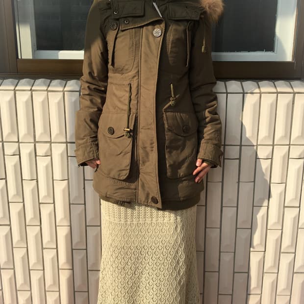 Fake fur hood filed jacket