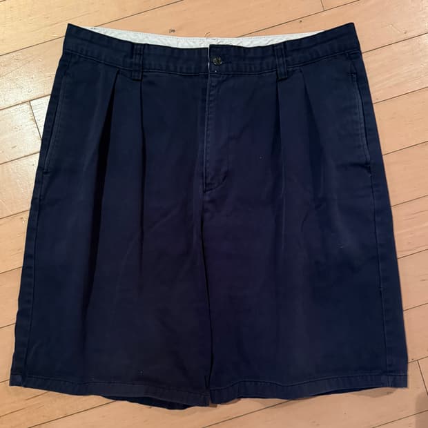 빈티지 폴로 네이비 투턱 반바지