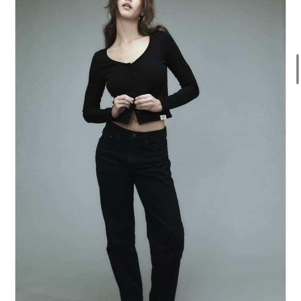 글로니 93 mid rise loose fit jeans (black)