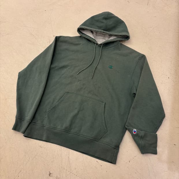 챔피온 그린 스몰로고 후드티
