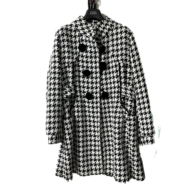 빈티지 하운즈투스 패턴 코트 