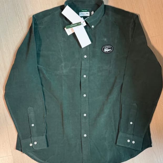 라코스테 코듀로이 솔리드 셔츠 다크그린 42(L) 사이즈