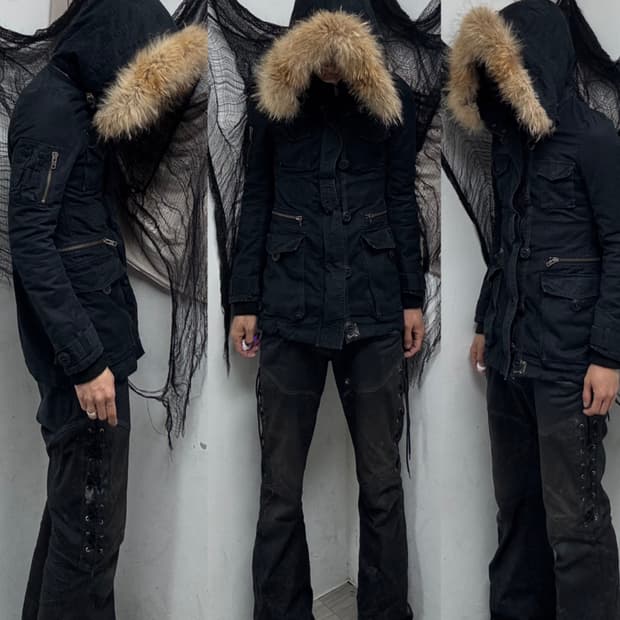 [MOUSSY] Gimmick Design Fur Hoodie Jacke