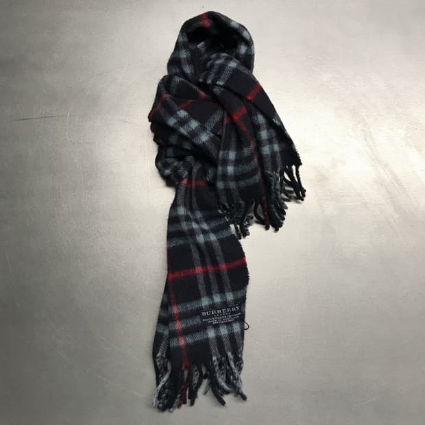 버버리 정품 캐시미어/울 머플러 네이비