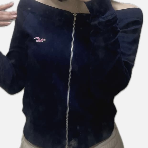 (희귀 매물) 홀리스터 오프숄더 집업 네이비