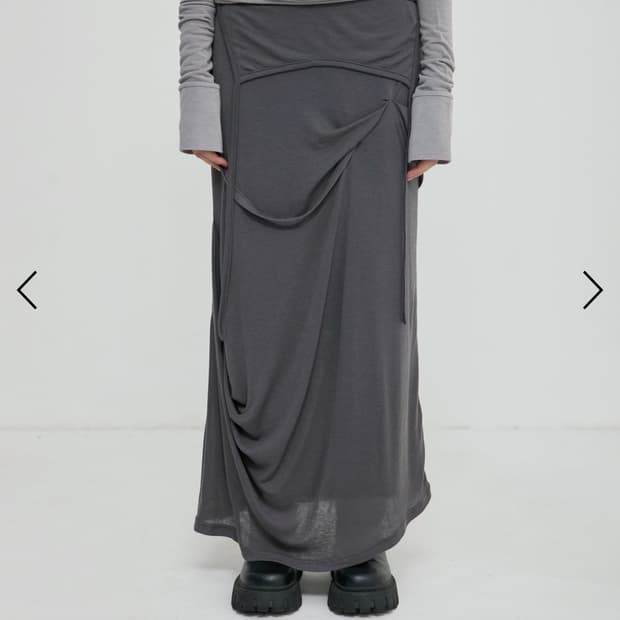 플레어업 Asymmetrical Draped Long Skirt