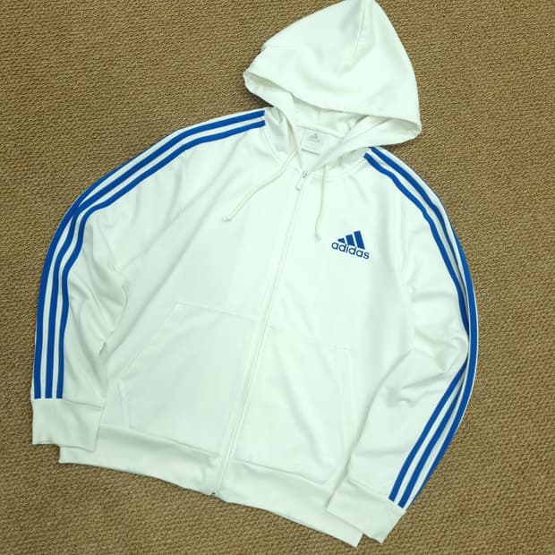 아디다스 흰파 퍼포먼스 후드집업 져지
