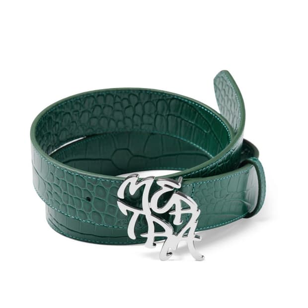 메르트라 악어 가죽 패턴 벨트 그린