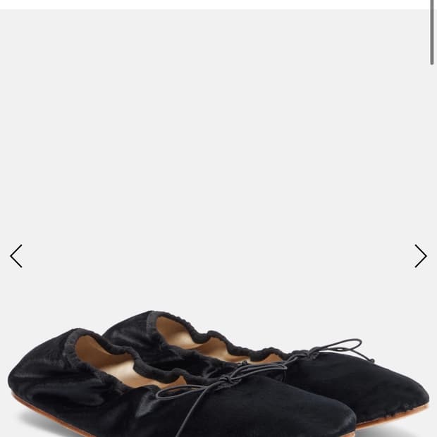 THE ROW 벨벳 발레리나 플랫 블랙 37.5